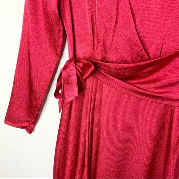 Equipment Adisa Wrap Midi Dress Asymmetric Belted Satin Amaranth Magenta Size 2 - Picture 11 of 16